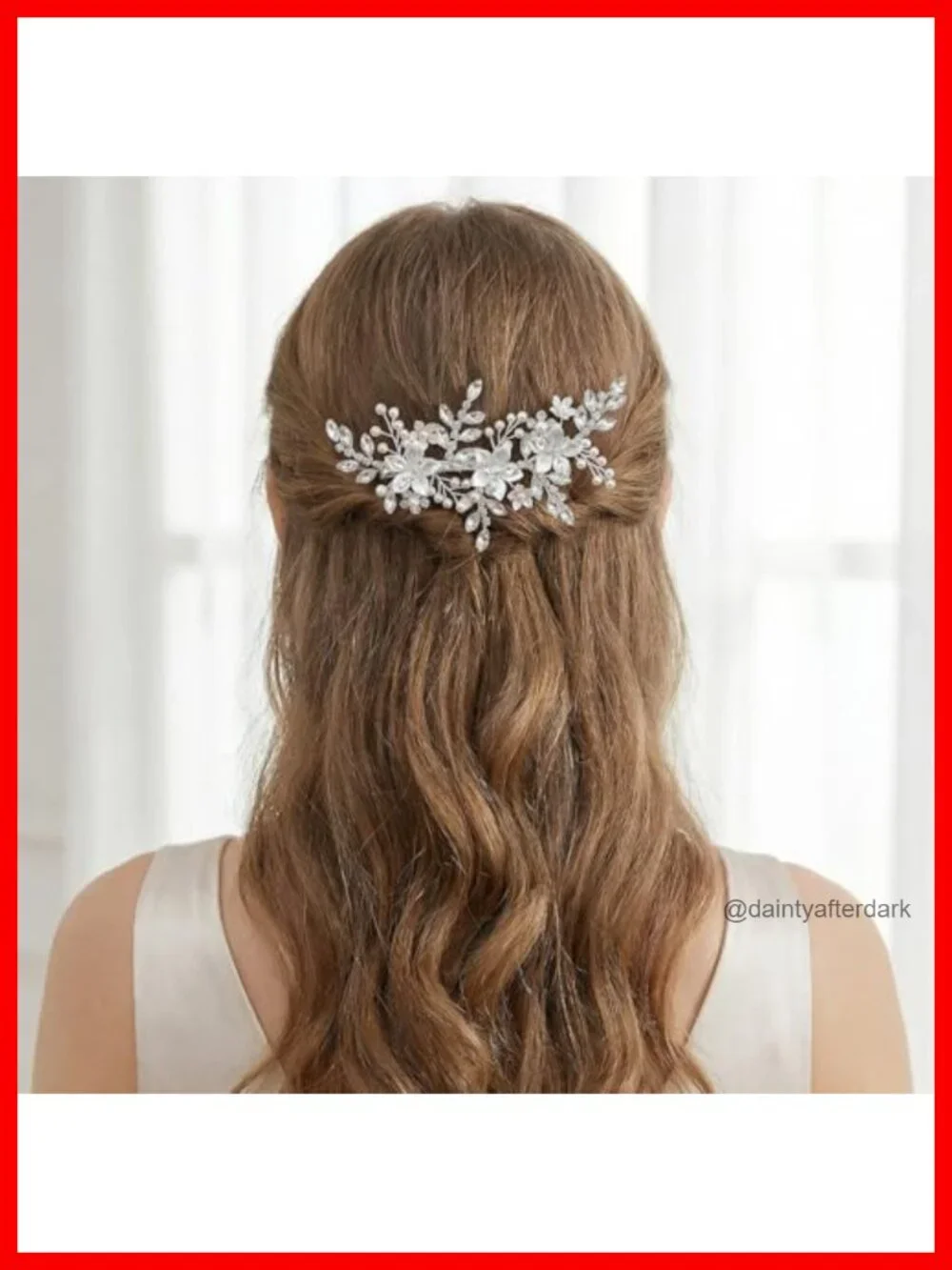 Handmade Silver Bridal Hair Clip Comb with Pearls Rhinestones, Wedding Hair